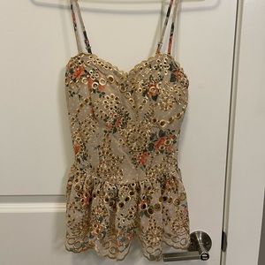 Beaufort Floral Eyelet Peplum Tank